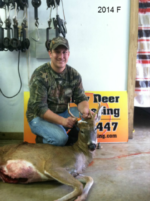 Man holding killed buck